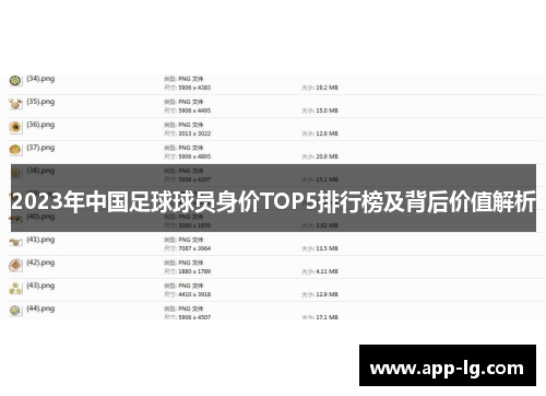 2023年中国足球球员身价TOP5排行榜及背后价值解析